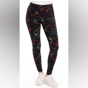 Tipsy Elves Women's Splatter Neon Black Leggings - Size Large
